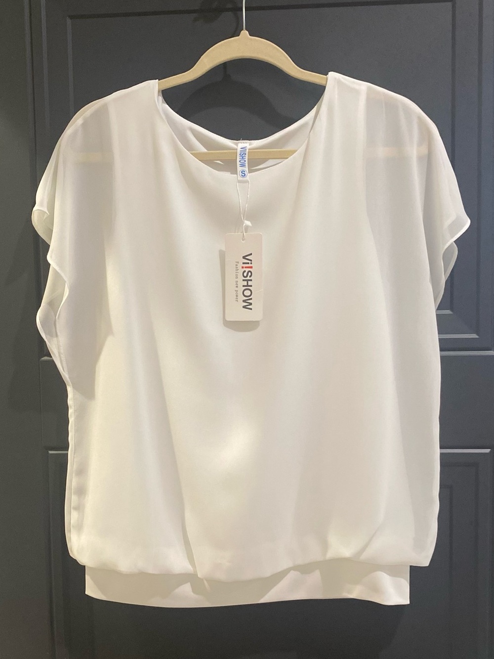 NEW Vishow Women’s White Short Sleeve Blouse - Classic Scoop Neck